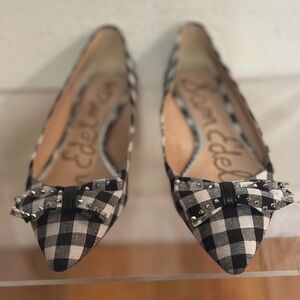 Sam Edelman B&W Gingham‎ Flats with Studded Bow